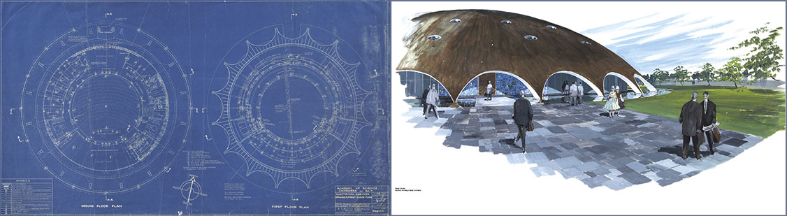 Posters depicting the concepts and vision of the Architects: Grounds, Romberg and Boyd.