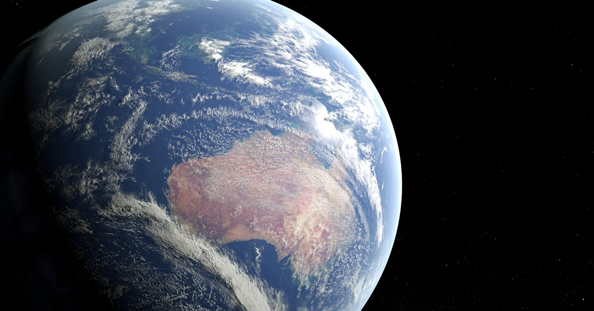 Satellite image of Australia and surrounding region