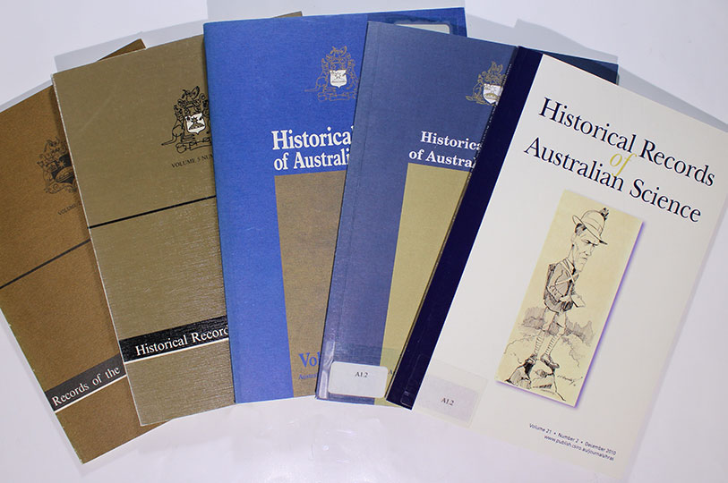 Different covers of Historical Records of Australian Science over the years