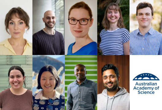 A collage of nine headshots and the Australian Academy of Science logo