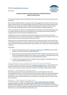 Australian Academy of Science submission on the NSW Parliament Inquiry into data centres
