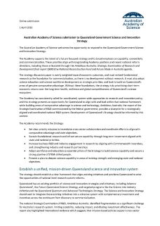 Australian Academy of Science submission to Queensland Government Science and Innovation Strategy
