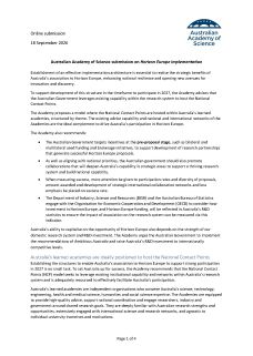 Australian Academy of Science submission on Horizon Europe implementation