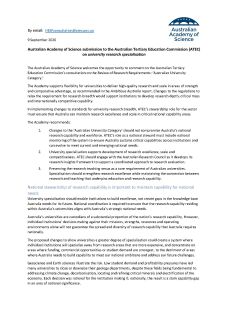 Cover of the Academy's submission to ATEC