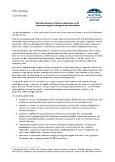 Australian Academy of Science submission on the Inquiry into artificial intelligence and data centres