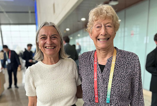Academy Fellows Professor Frances Separovic and Professor Mary Garson smiling