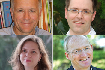 (L to R) Professors David James FAA, Harvey Millar FAA, Martina Stenzel FAA and Toby Walsh FAA