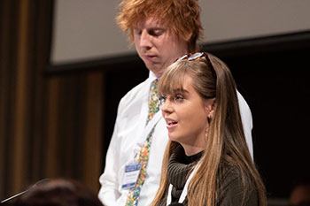 NSW Science Extension student April Abela speaks at the Shine Dome