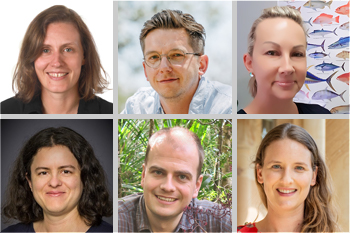 Top row (left to right): Caitlin Byrt, Adam Frew, Bonnie Holmes. Bottom row (left to right): Jana Sperschneider, Antony van der Ent, Amelia Wenger