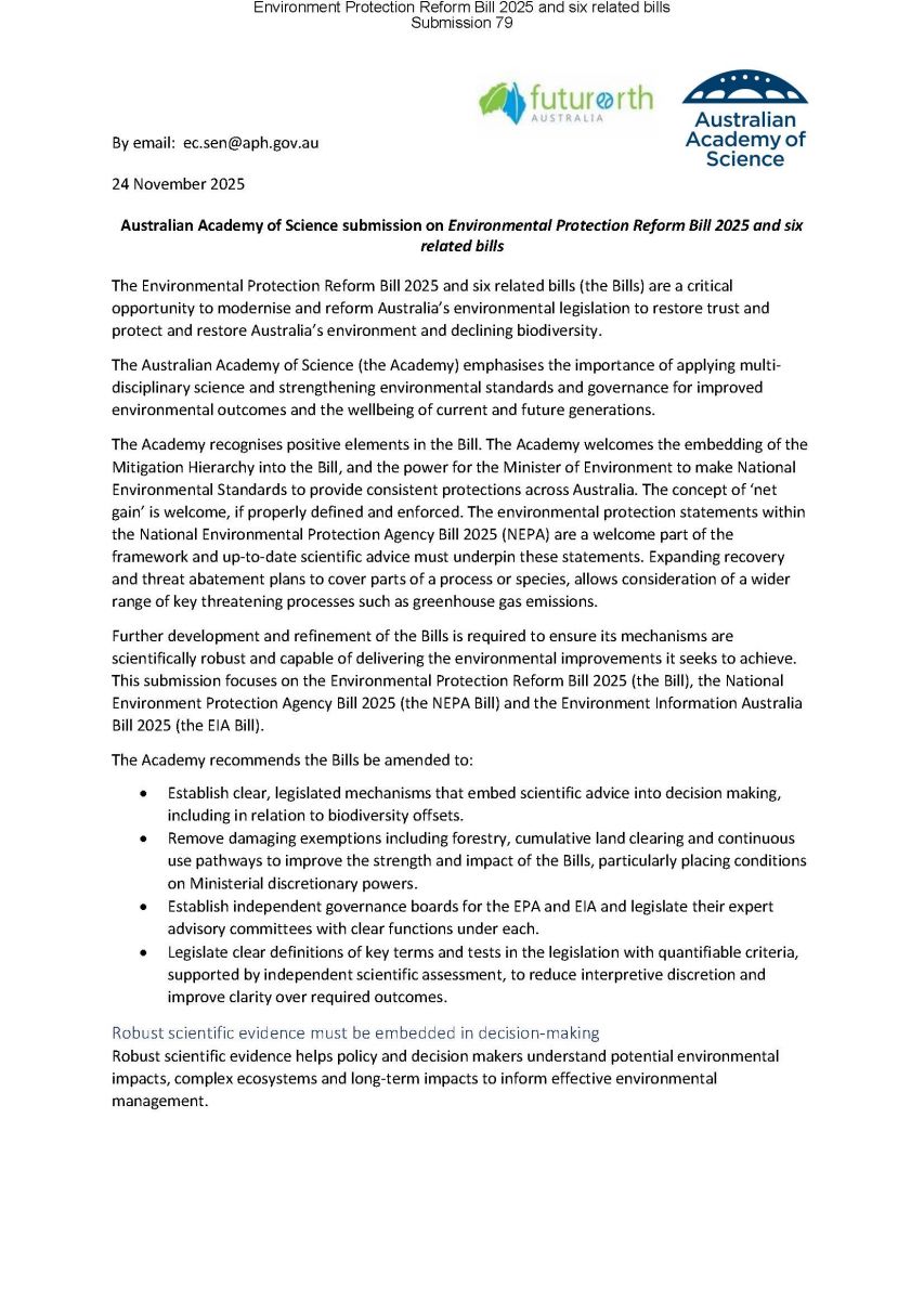 Submission—Environmental Protection Reform Bill 2025 and six related bills