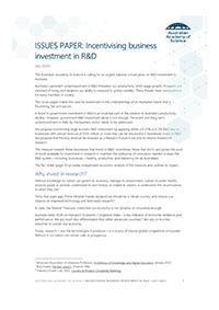 Issues paper: Incentivising business investment in R&D